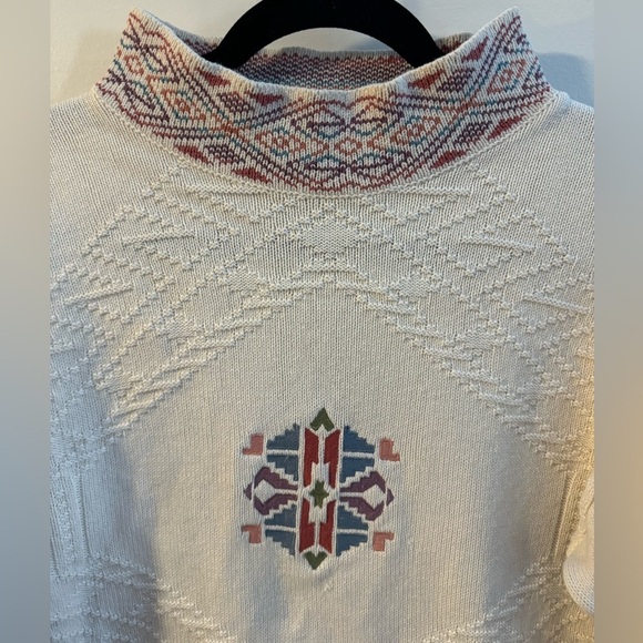 VTG 90s Nordic Fisherman Hearts Fair Isle Sweater Cotton Grannycore Cottagecore - Picture 4 of 16